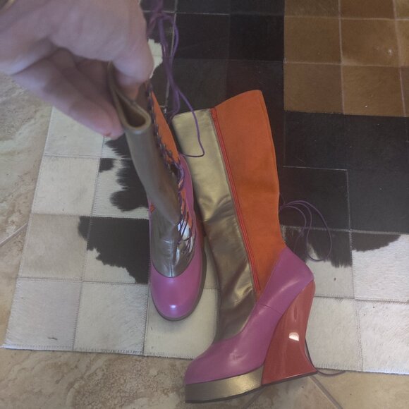 John Fluvog Grand National  boots size 14W 12M New (fits 12 W ) - Picture 3 of 4